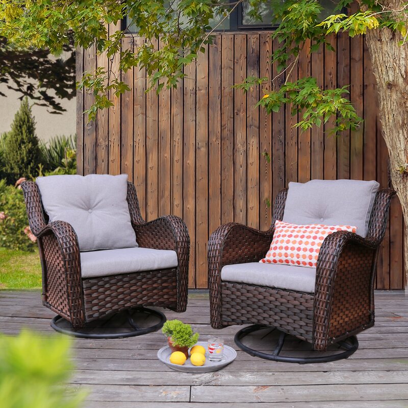 Bayou Breeze Brice Rocking Swivel Patio Chair with Cushions & Reviews